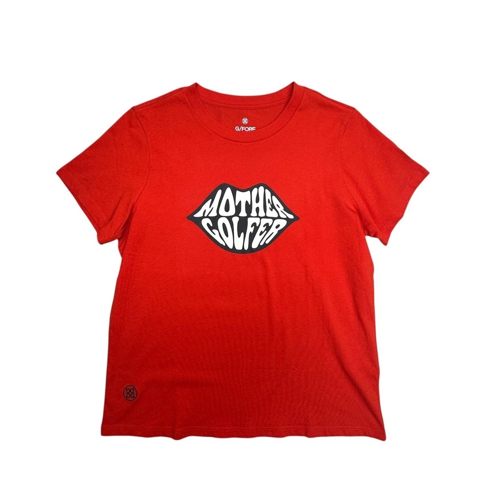 G/FORE Shirt Womens Medium Red Poppy Mother Golfer Graphic Golf Crew Tee Top